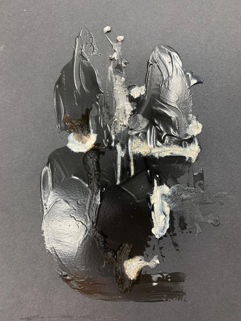 l-v-3b.jpg	Work on paper 'L., v. 3 (b)', 2024, glossy acrylic, cement and ink on Clairefontaine Noir 250 g, 29.7 × 21 cm	L., v. 3 (b), 2024. Glossy acrylic, cement and graphic ink on Clairefontaine Noir 250 g, 29.7 × 21 cm